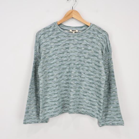 Madewell Crewneck Long Sleeve Knit Tee Stripe Blue Horizon Size Small NWT - Picture 2 of 8